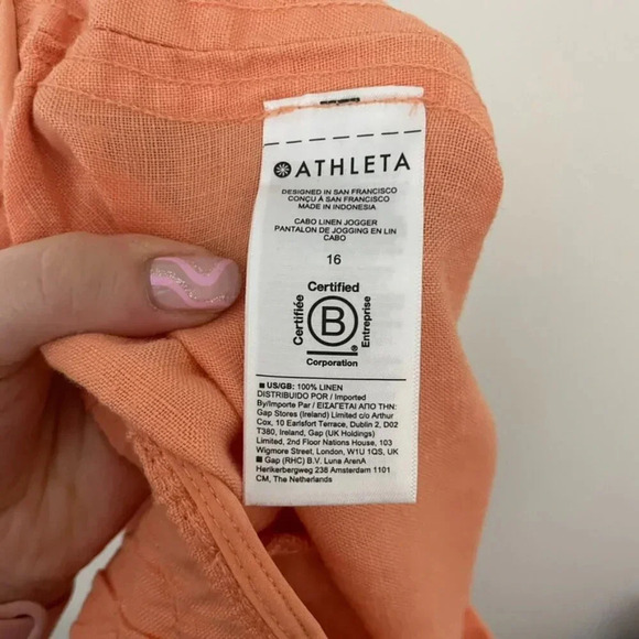 Athleta Cabo Linen Jogger Pants in Orange Size 16 - Picture 4 of 7